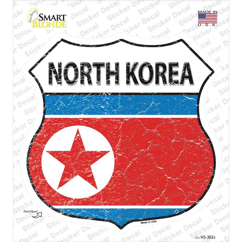 North Korea Flag Novelty Highway Shield Sticker Decal