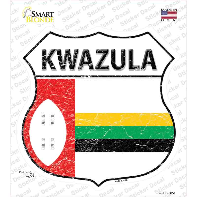 Kwazulu Flag Novelty Highway Shield Sticker Decal
