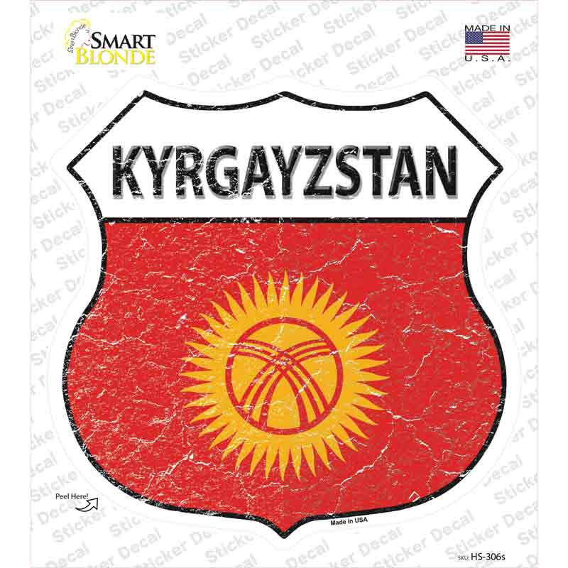 Kyrgyzstan Flag Novelty Highway Shield Sticker Decal