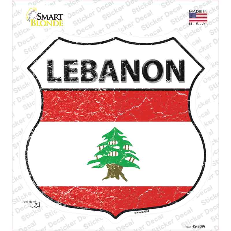 Lebanon Flag Novelty Highway Shield Sticker Decal