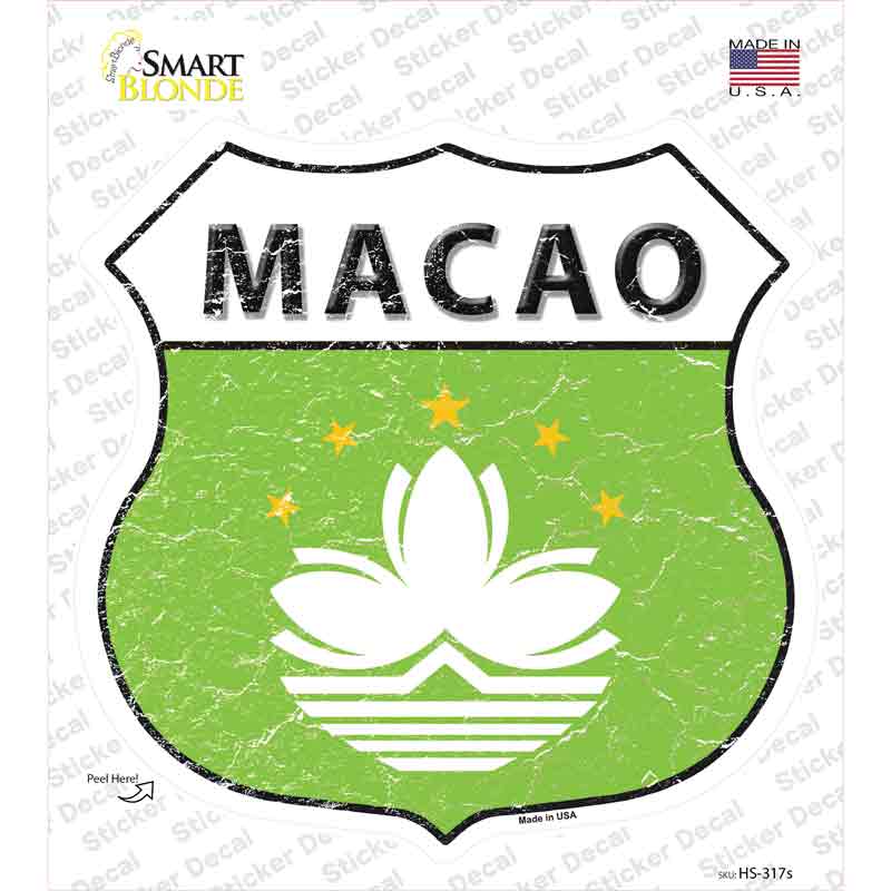 Macao Flag Novelty Highway Shield Sticker Decal