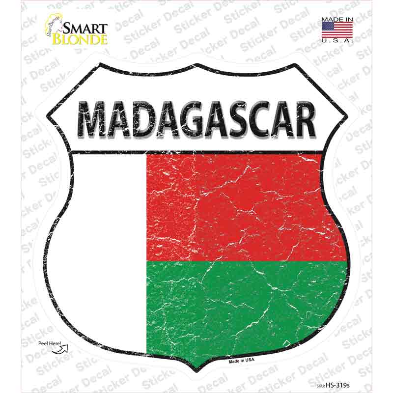 Madagascar Flag Novelty Highway Shield Sticker Decal