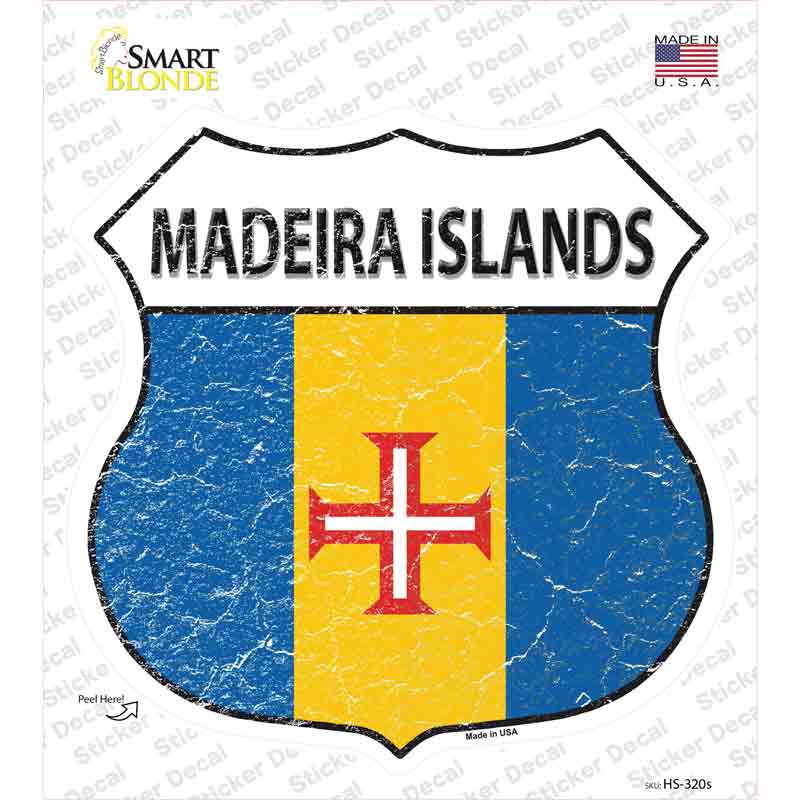 Madeira Islands Flag Novelty Highway Shield Sticker Decal