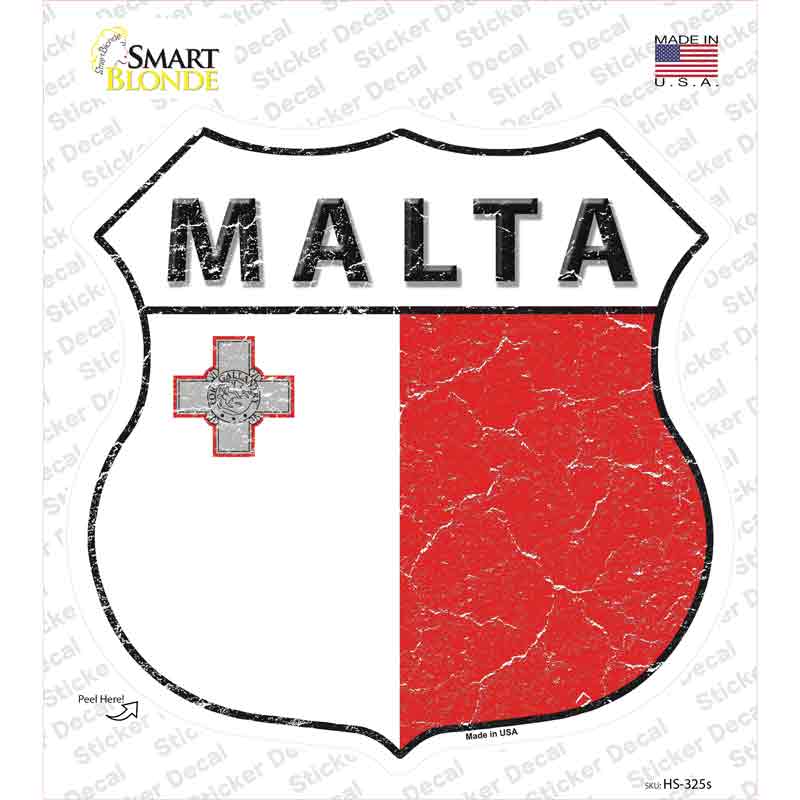 Malta Flag Novelty Highway Shield Sticker Decal