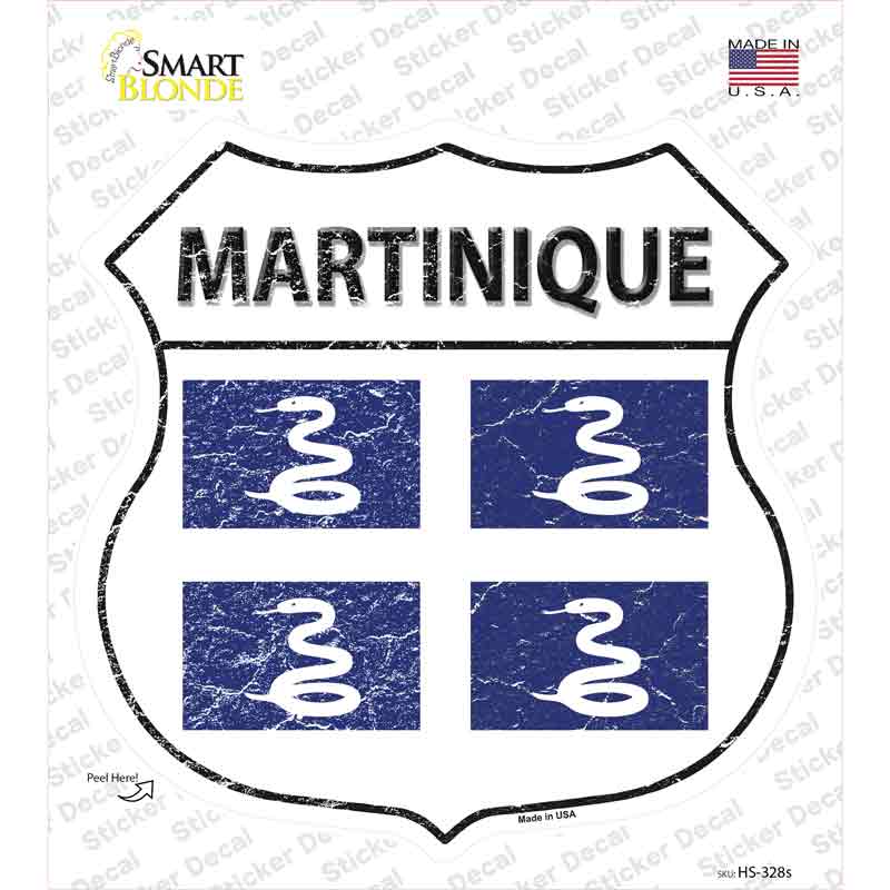 Martinique Flag Novelty Highway Shield Sticker Decal
