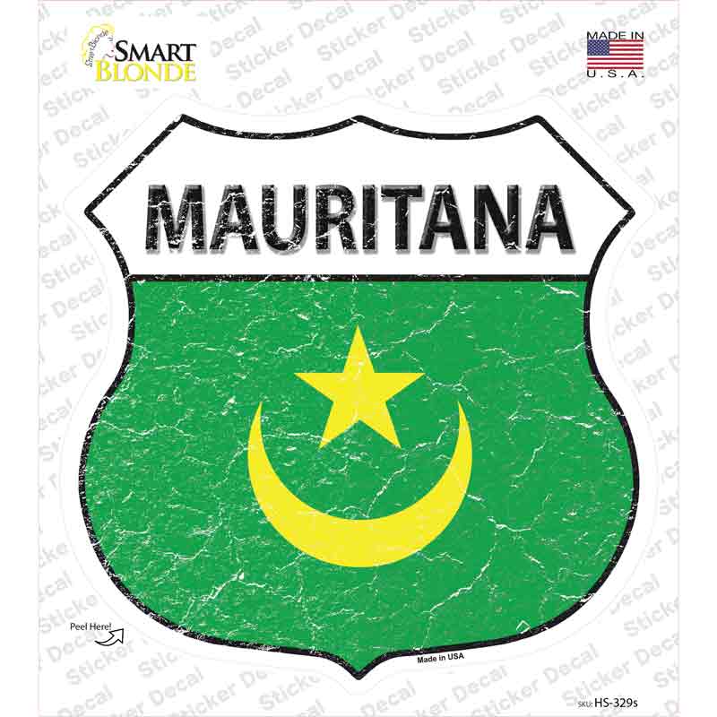 Mauritania Flag Novelty Highway Shield Sticker Decal