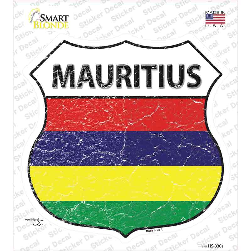 Mauritius Flag Novelty Highway Shield Sticker Decal