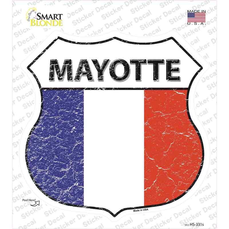 Mayotte Flag Novelty Highway Shield Sticker Decal