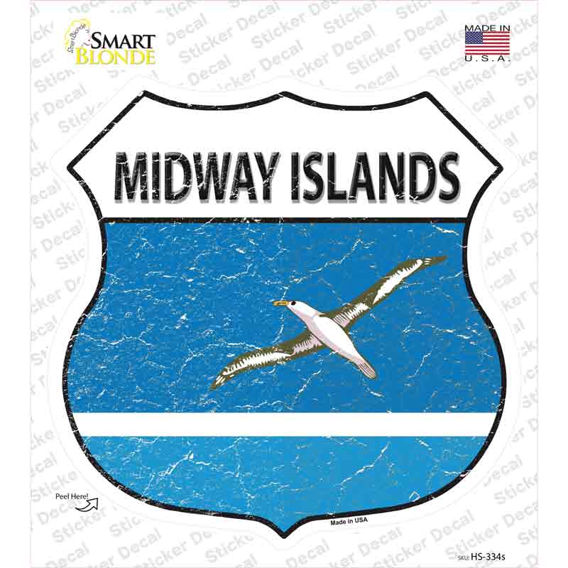 Midway Islands Flag Novelty Highway Shield Sticker Decal