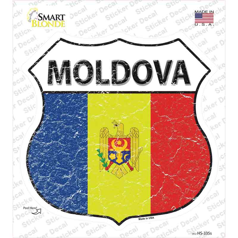 Moldova Flag Novelty Highway Shield Sticker Decal