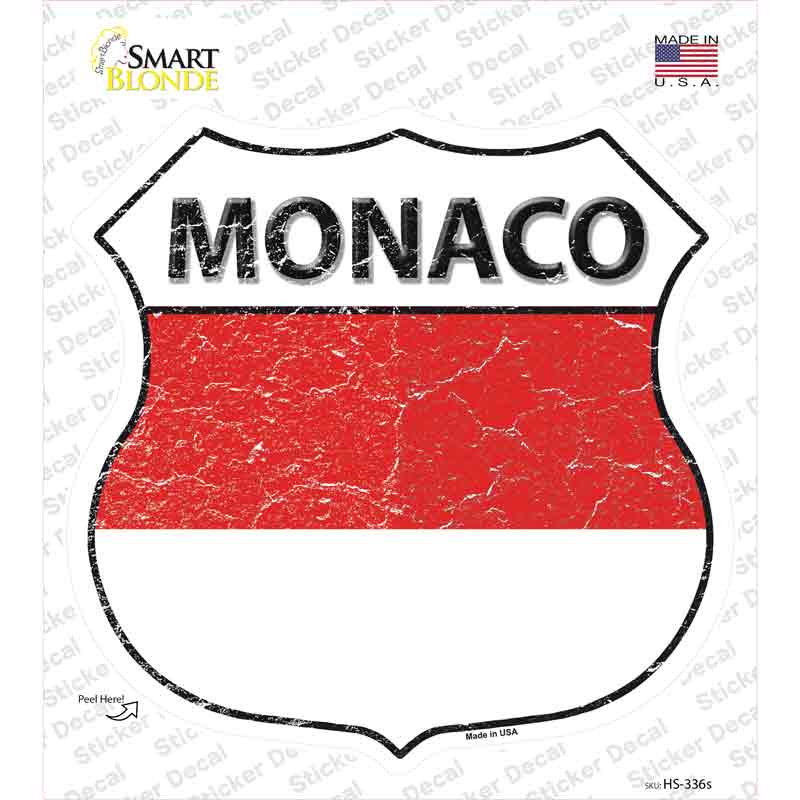 Monaco Flag Novelty Highway Shield Sticker Decal