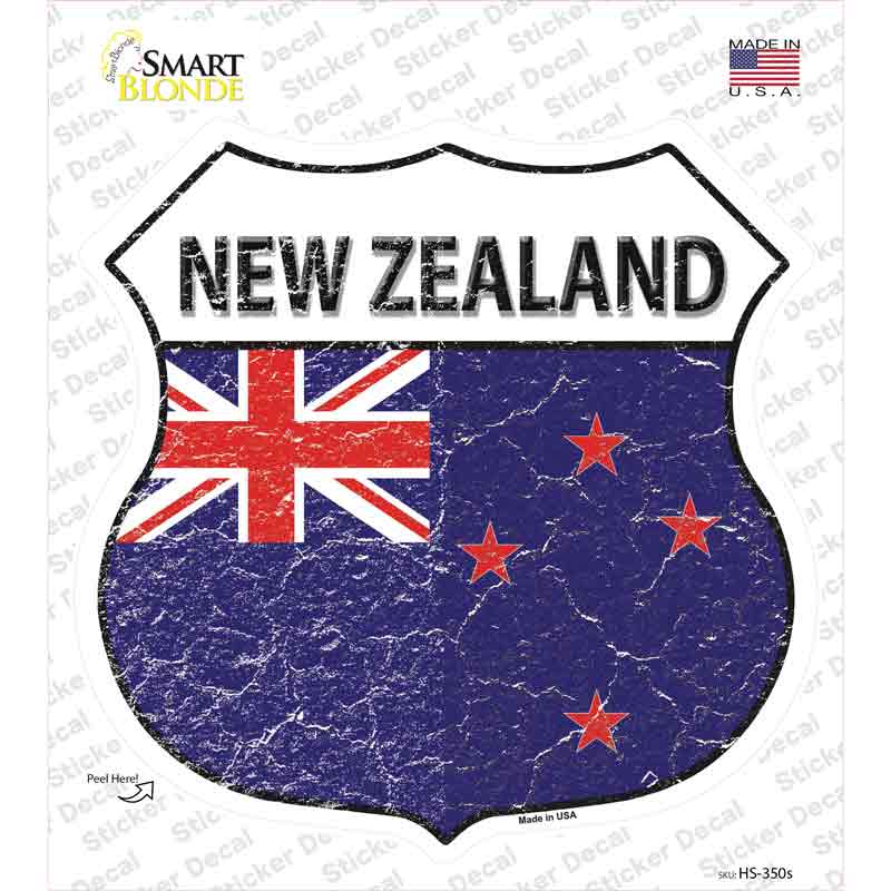 New Zealand Flag Novelty Highway Shield Sticker Decal