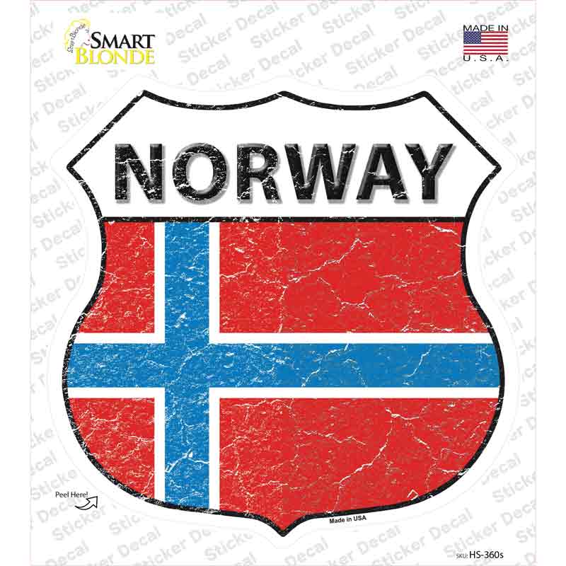 Norway Flag Novelty Highway Shield Sticker Decal