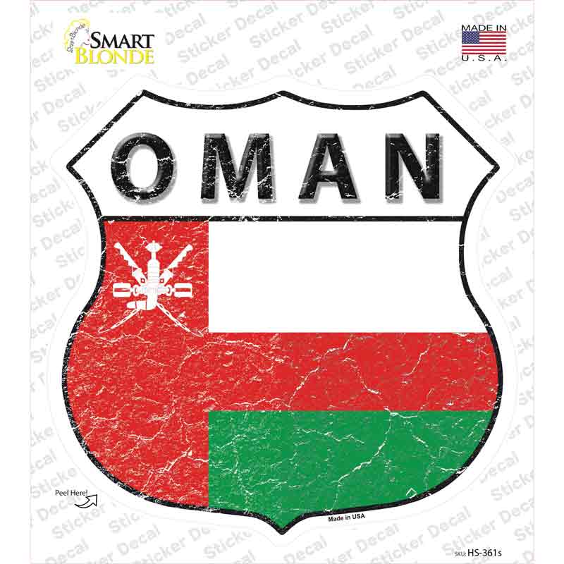 Oman Flag Novelty Highway Shield Sticker Decal