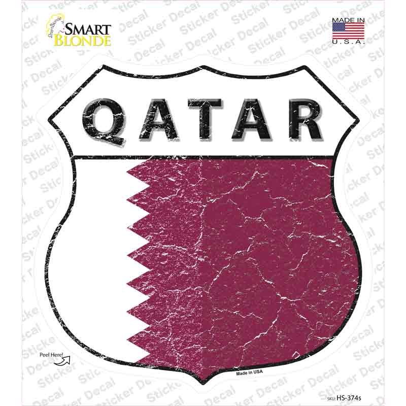 Qatar Flag Novelty Highway Shield Sticker Decal