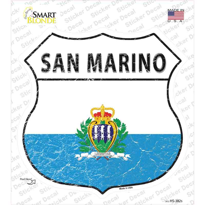 San Marino Flag Novelty Highway Shield Sticker Decal