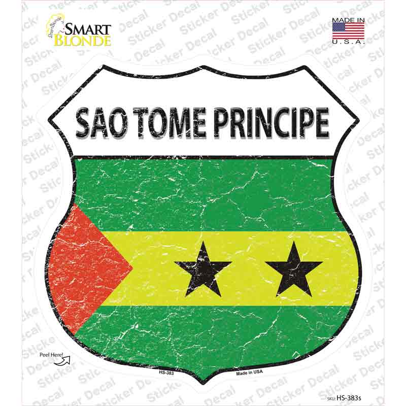 Sao Tome Principe Flag Novelty Highway Shield Sticker Decal