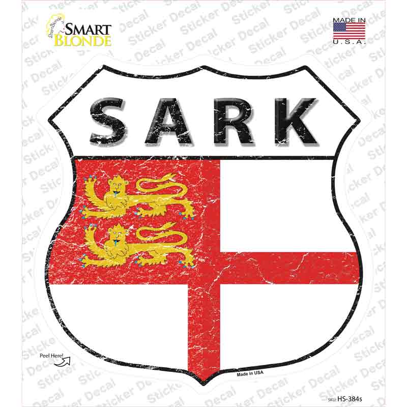 Sark Flag Novelty Highway Shield Sticker Decal