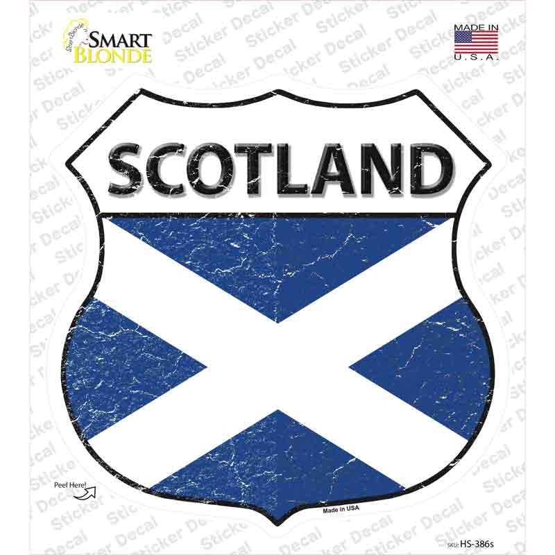 Scotland Flag Novelty Highway Shield Sticker Decal