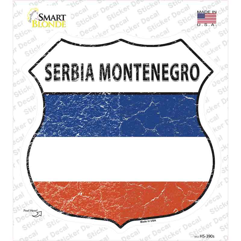 Serbia Montenegro Flag Novelty Highway Shield Sticker Decal