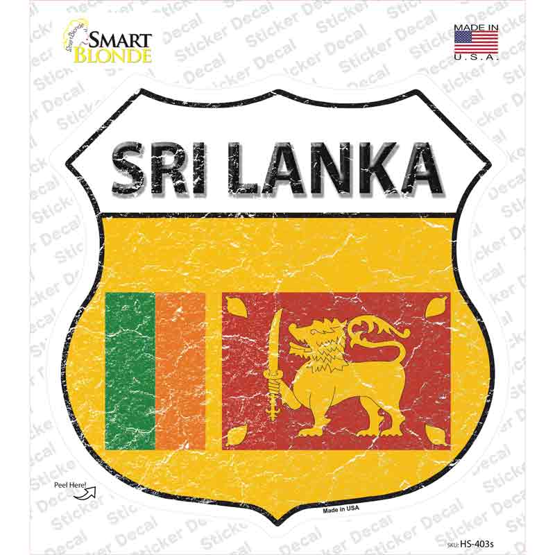 Sri Lanka Flag Novelty Highway Shield Sticker Decal