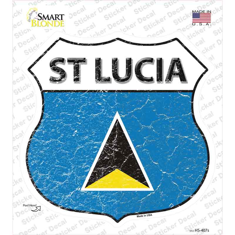 St Lucia Flag Novelty Highway Shield Sticker Decal