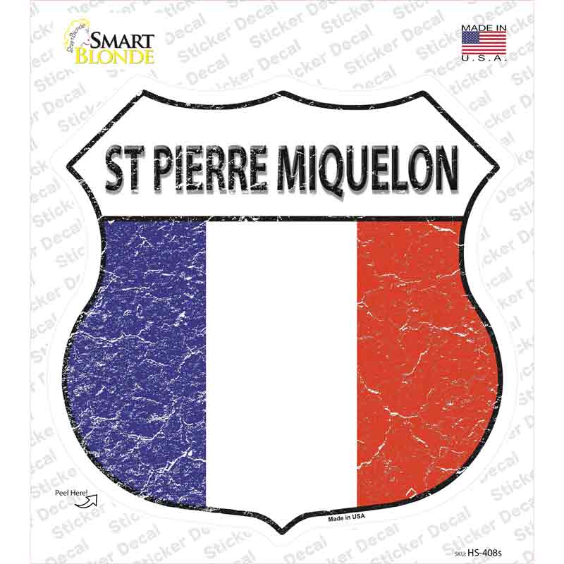 St Pierre Miquelon Flag Novelty Highway Shield Sticker Decal