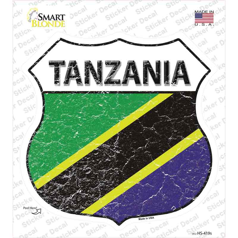 Tanzania Flag Novelty Highway Shield Sticker Decal
