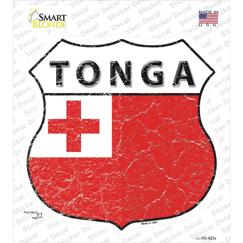 Tonga Flag Novelty Highway Shield Sticker Decal
