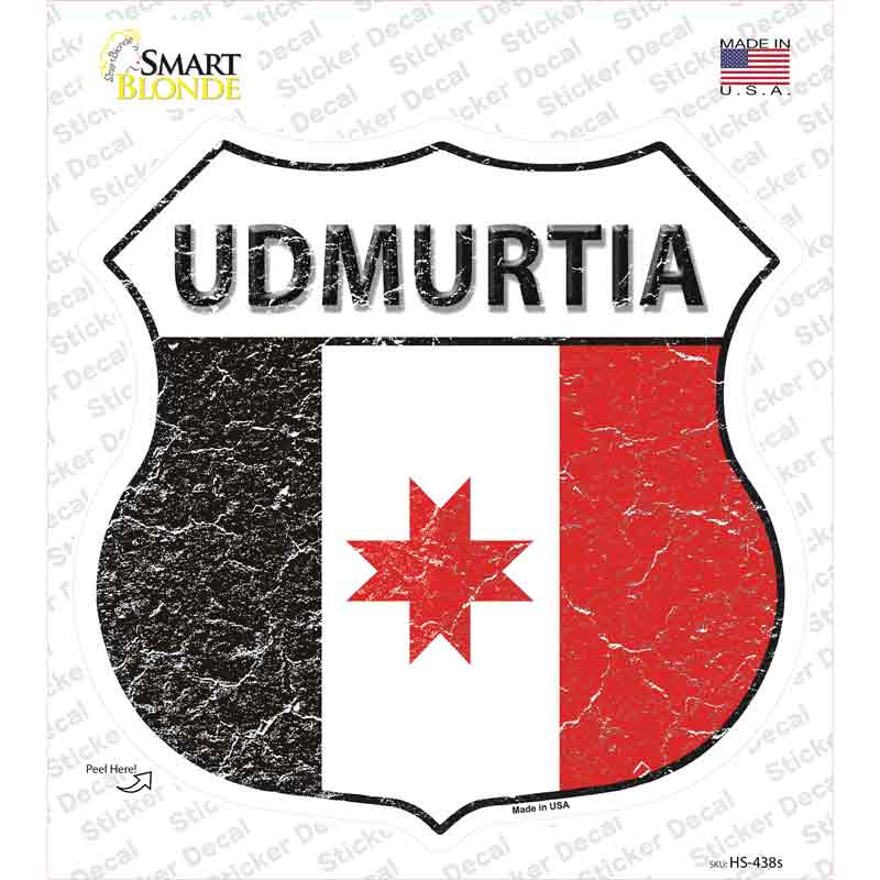 Udmurtia Flag Novelty Highway Shield Sticker Decal