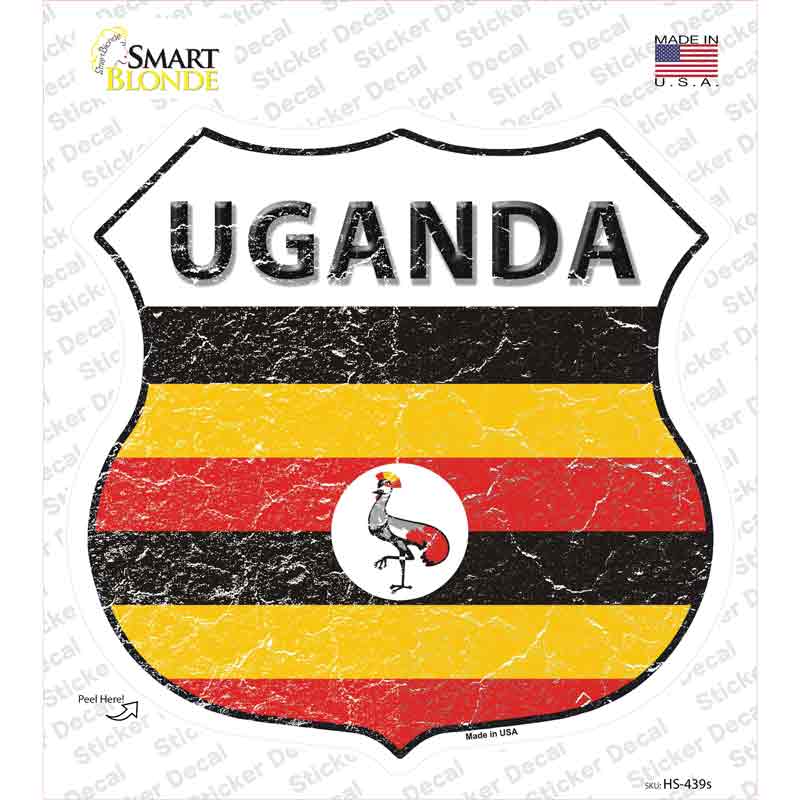 Uganda Flag Novelty Highway Shield Sticker Decal
