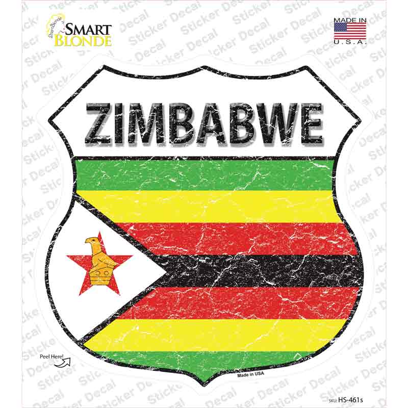 Zimbabwe Flag Novelty Highway Shield Sticker Decal