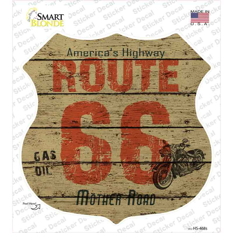 Route 66 Wood Effect Novelty Highway Shield Sticker Decal
