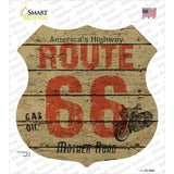 Route 66 Wood Effect Novelty Highway Shield Sticker Decal