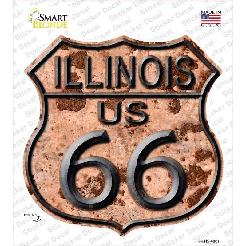 Illinois Route 66 Rusty Novelty Highway Shield Sticker Decal