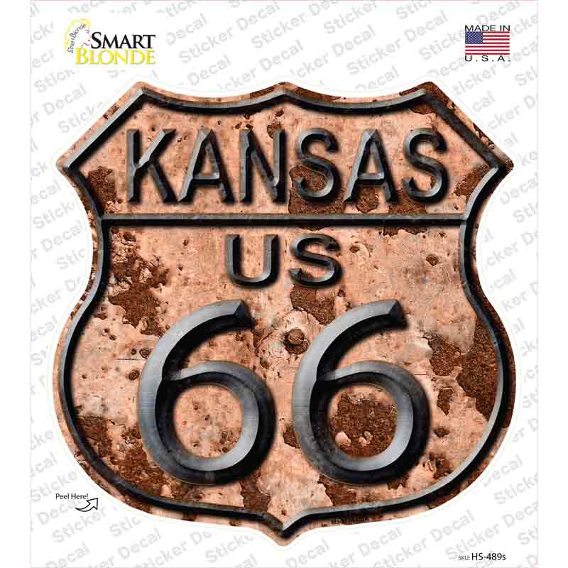 Kansas Route 66 Rusty Novelty Highway Shield Sticker Decal