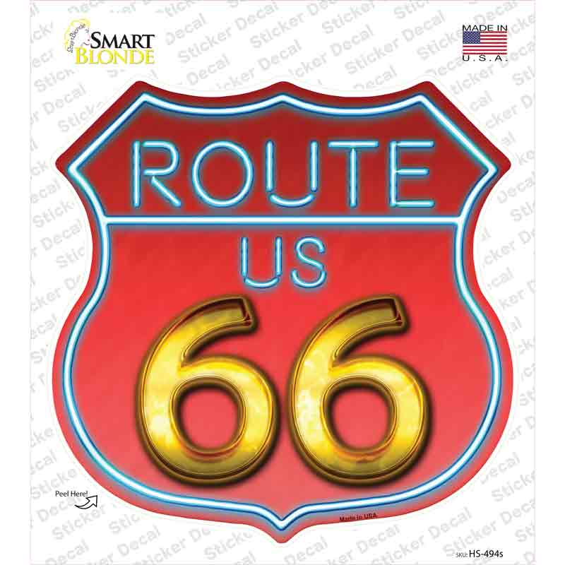 Route 66 Neon Novelty Highway Shield Sticker Decal