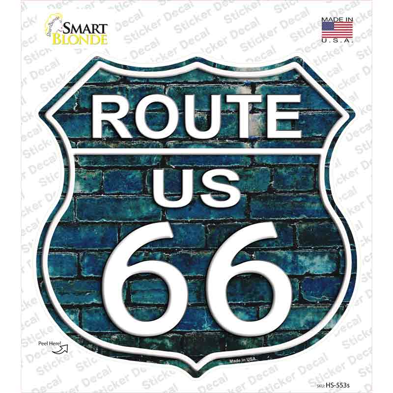 Route 66 Blue Brick Wall Novelty Highway Shield Sticker Decal