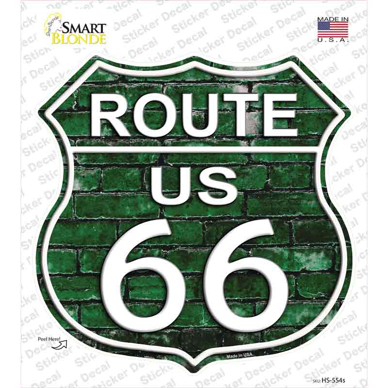 Route 66 Green Brick Wall Novelty Highway Shield Sticker Decal