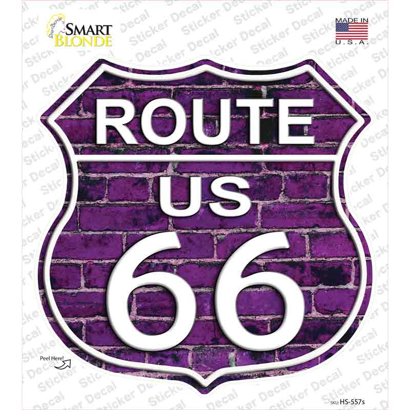 Route 66 Purple Brick Wall Novelty Highway Shield Sticker Decal