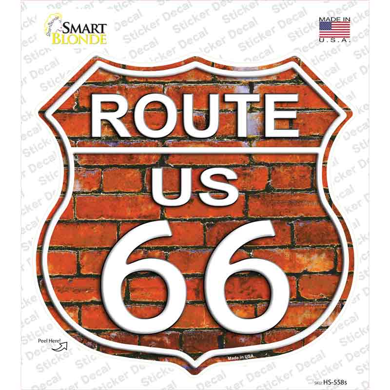 Route 66 Orange Brick Wall Novelty Highway Shield Sticker Decal