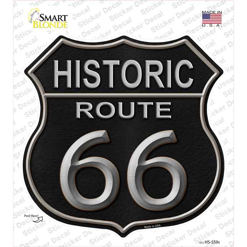 Historic Route 66 Black Leather Novelty Highway Shield Sticker Decal