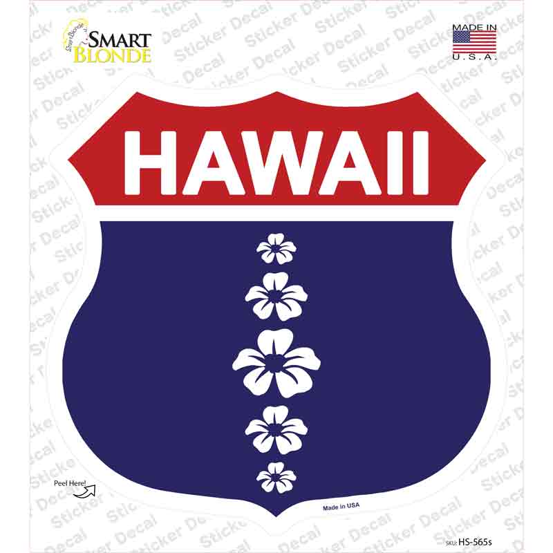 Hawaii Hibiscus Blue Novelty Highway Shield Sticker Decal