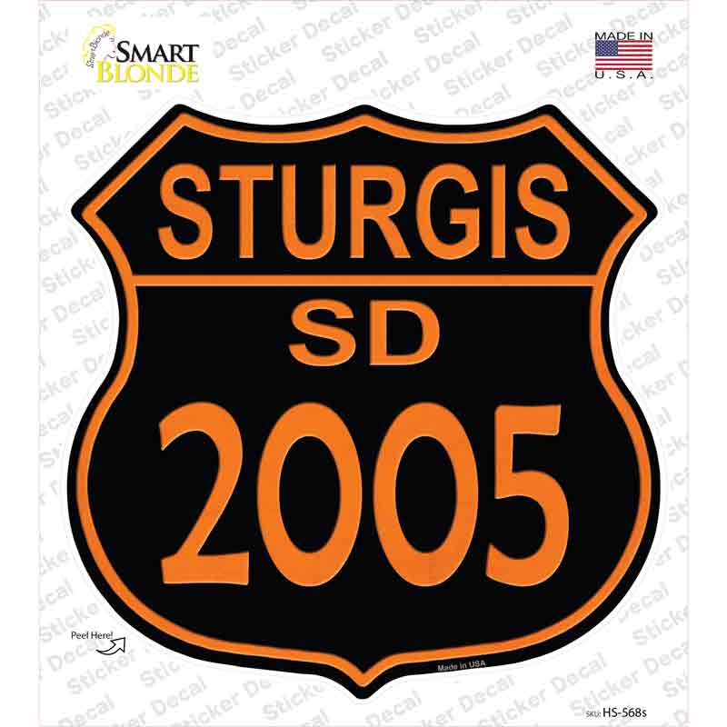 Sturgis SD 2005 Novelty Highway Shield Sticker Decal