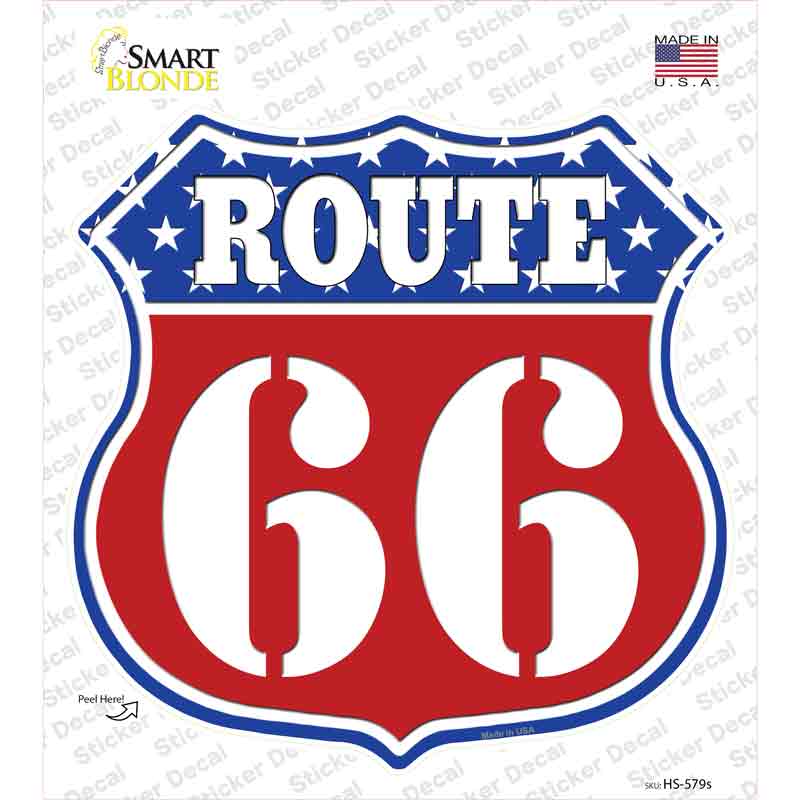 Route 66 Stars Novelty Highway Shield Sticker Decal