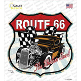 Brown Hot Rod Route 66 Novelty Highway Shield Sticker Decal