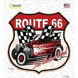 Red Hot Rod White Flame Route 66 Novelty Highway Shield Sticker Decal