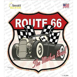 Grey Hot Rod Route 66 Novelty Highway Shield Sticker Decal