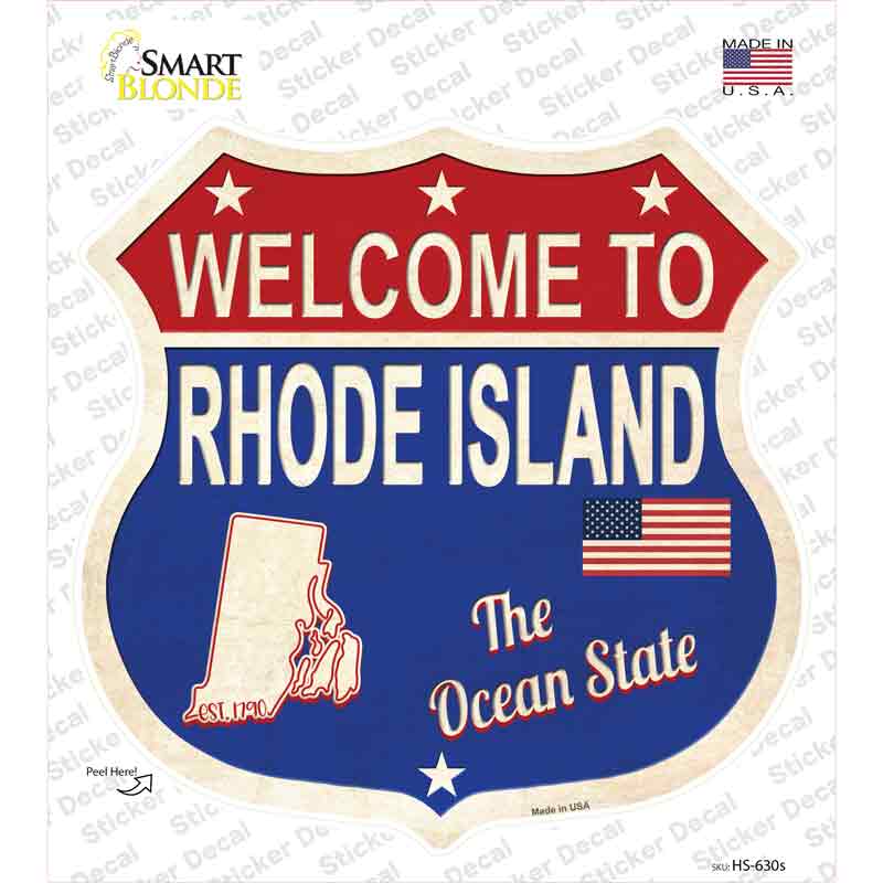 Rhode Island Established Novelty Highway Shield Sticker Decal