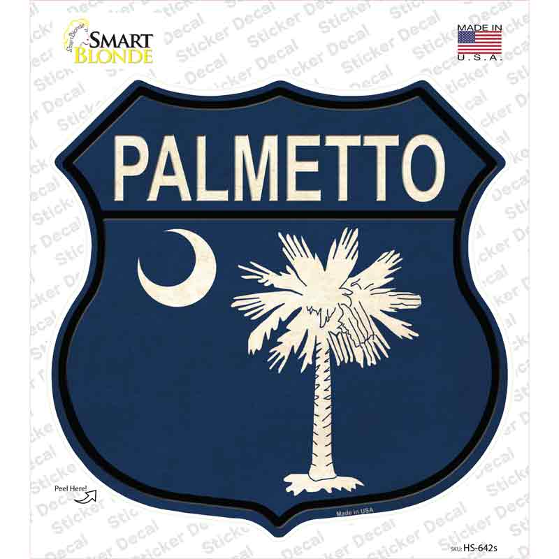 Palmetto South Carolina Flag Novelty Highway Shield Sticker Decal